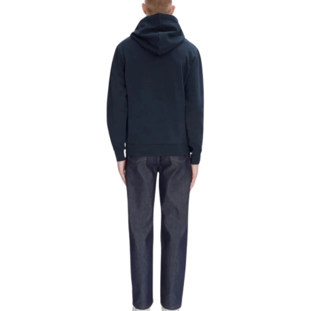 A.p.c. Velours Biologisch Katoen Hoodie Blue Heren