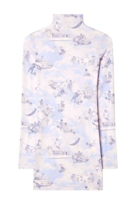 robe-celeste-col-haut-imprime-marque