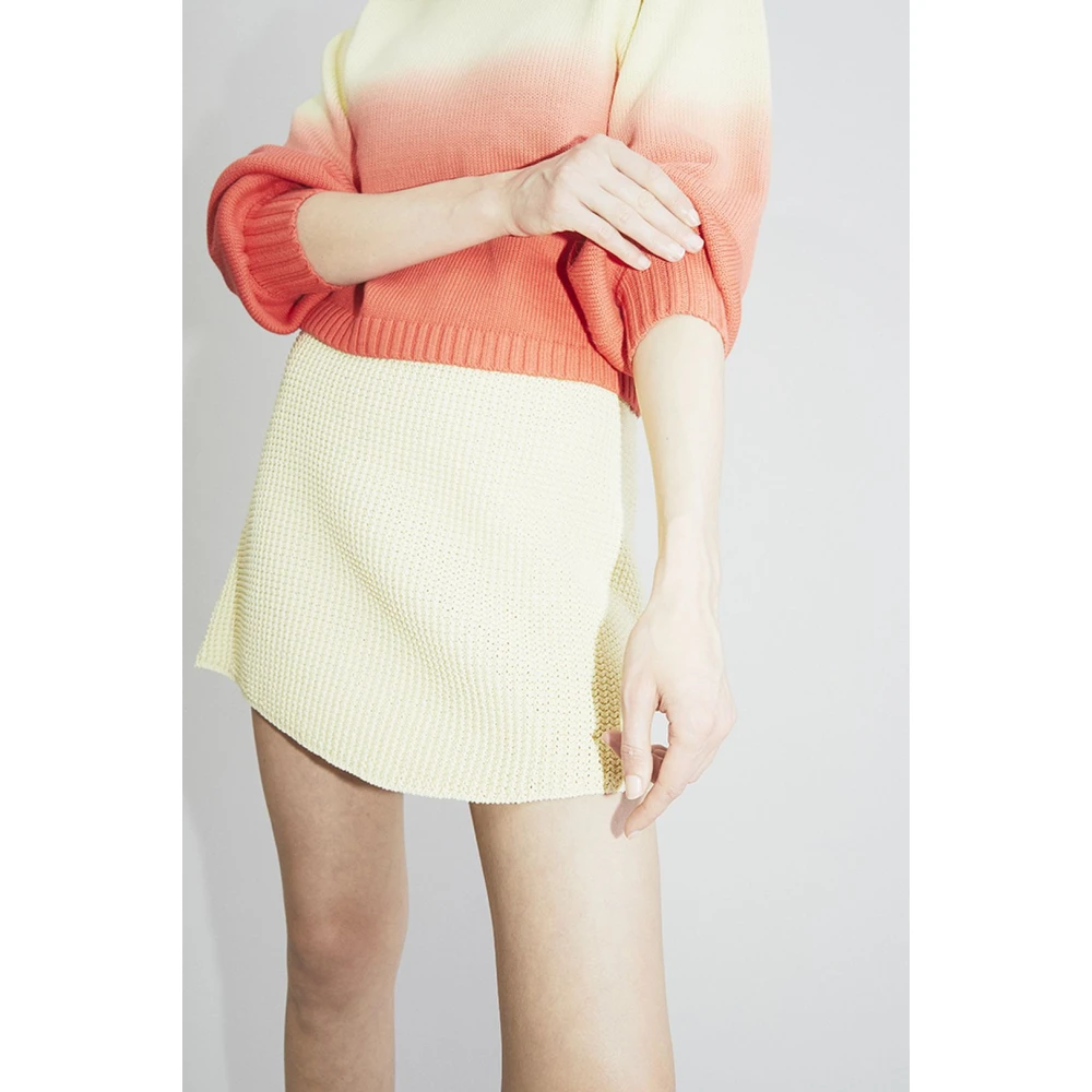 Rodebjer Cotton-Knit Mini Skirt Yellow Dames