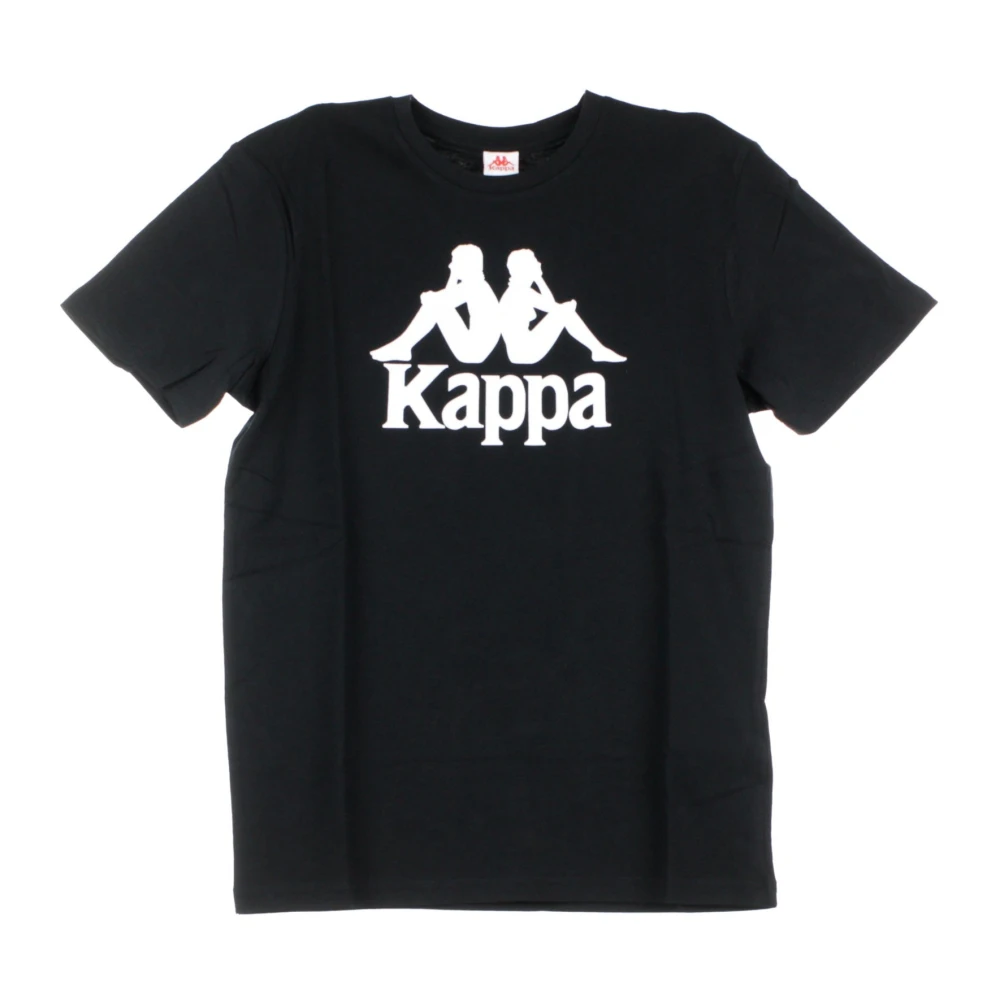 Kappa Slim Heren T-Shirt Zwart Wit Black Heren