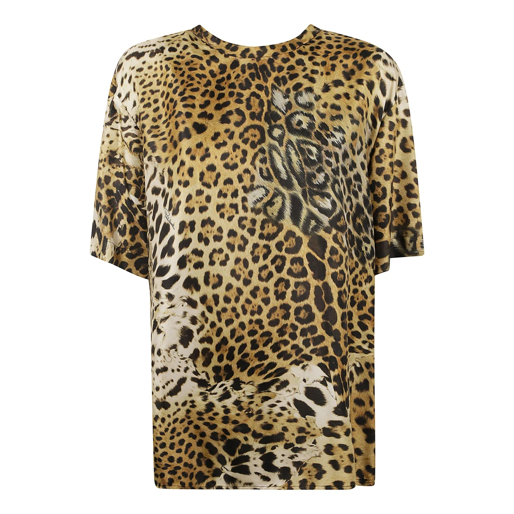 Roberto Cavalli Zijden T-shirt met Luipaardprint Multicolor Dames
