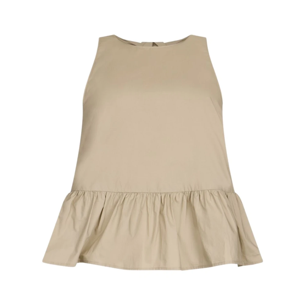 Liu Jo Women's Beige Blouses, M, Poplin Top With Bow