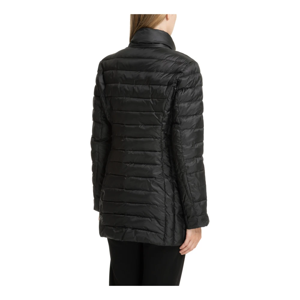 Emporio Armani EA7 Warme Donsjas Drukknoopsluiting Rits Black Dames