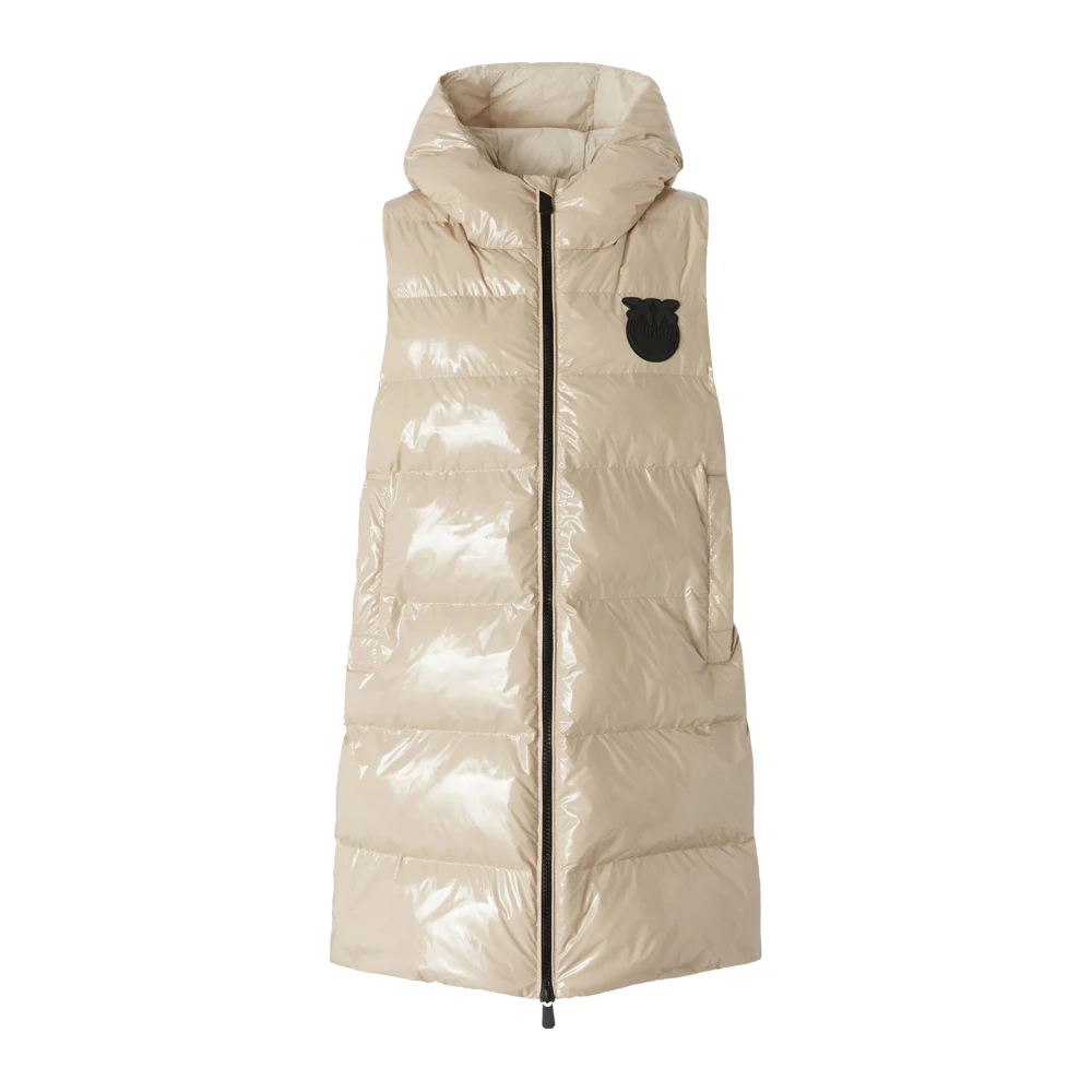 pinko Beige Mouwloos Donsvest met Capuchon Beige Dames