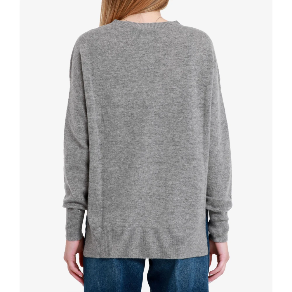Kaos Lichtgrijs Wol Crew Neck Sweater Gray Dames
