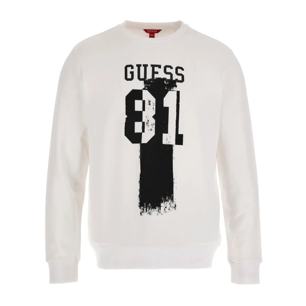 Guess ML Logo Katoenen Sweatshirt Wit White Heren
