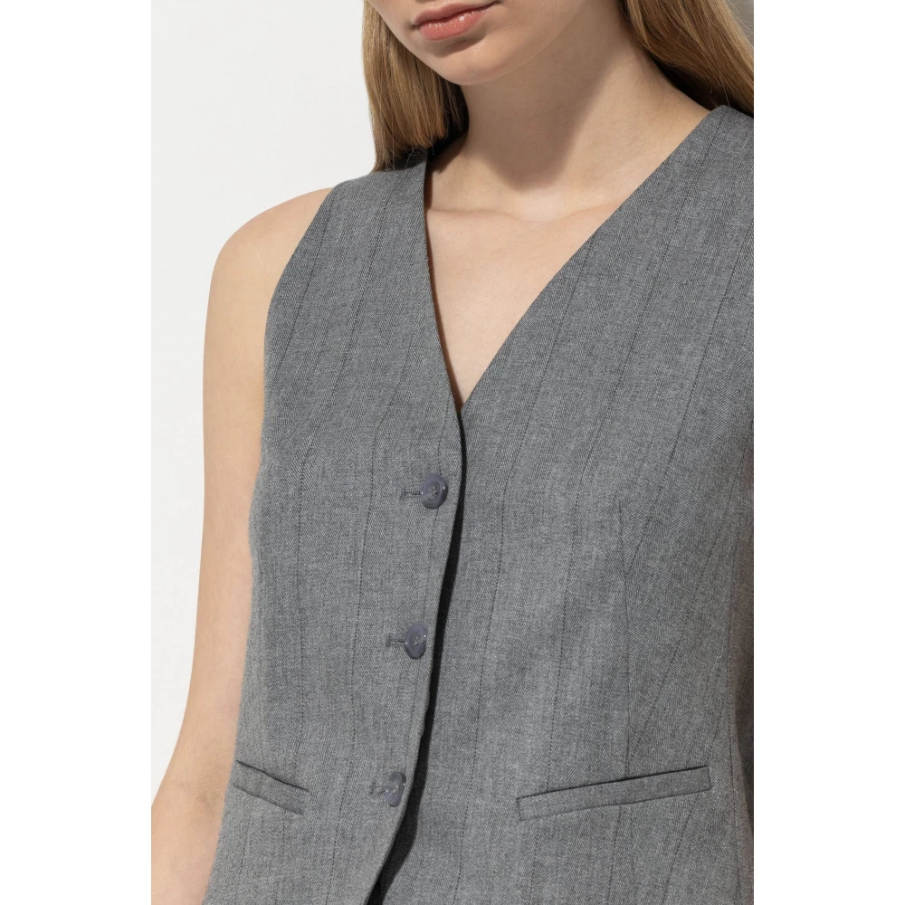 LUISA CERANO Grijze Gestreepte Klassieke Vest Gray Dames