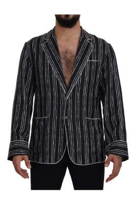 Blårandig Sidenpyjamas Skjortjacka