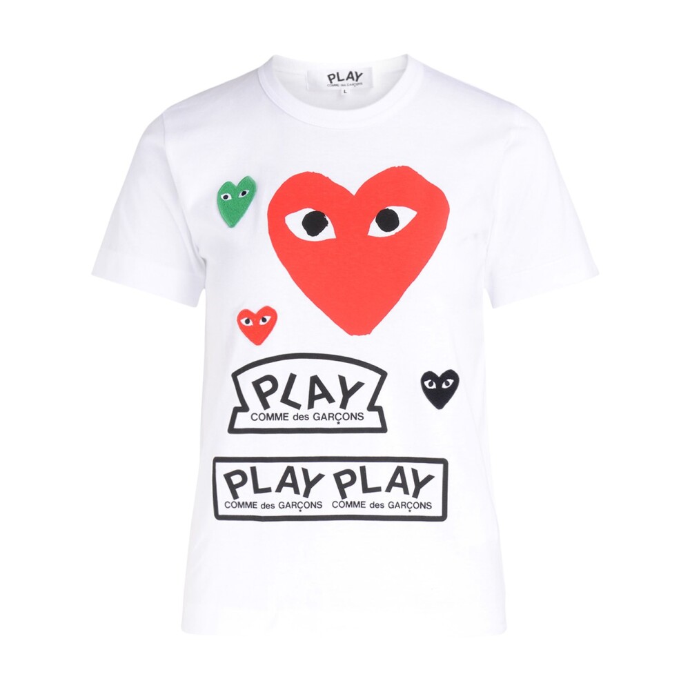 T shirt blanc avec logo c ur et manches courtes Comme des Garcons Play T shirts Miinto