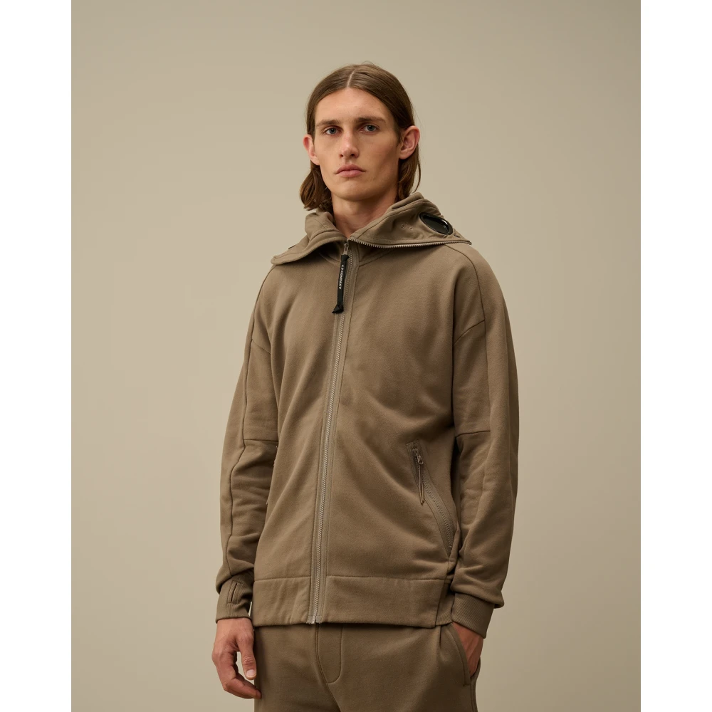 C.P. Company Diagonal Raised Fleece Explorer Goggle Hoodie Green Heren