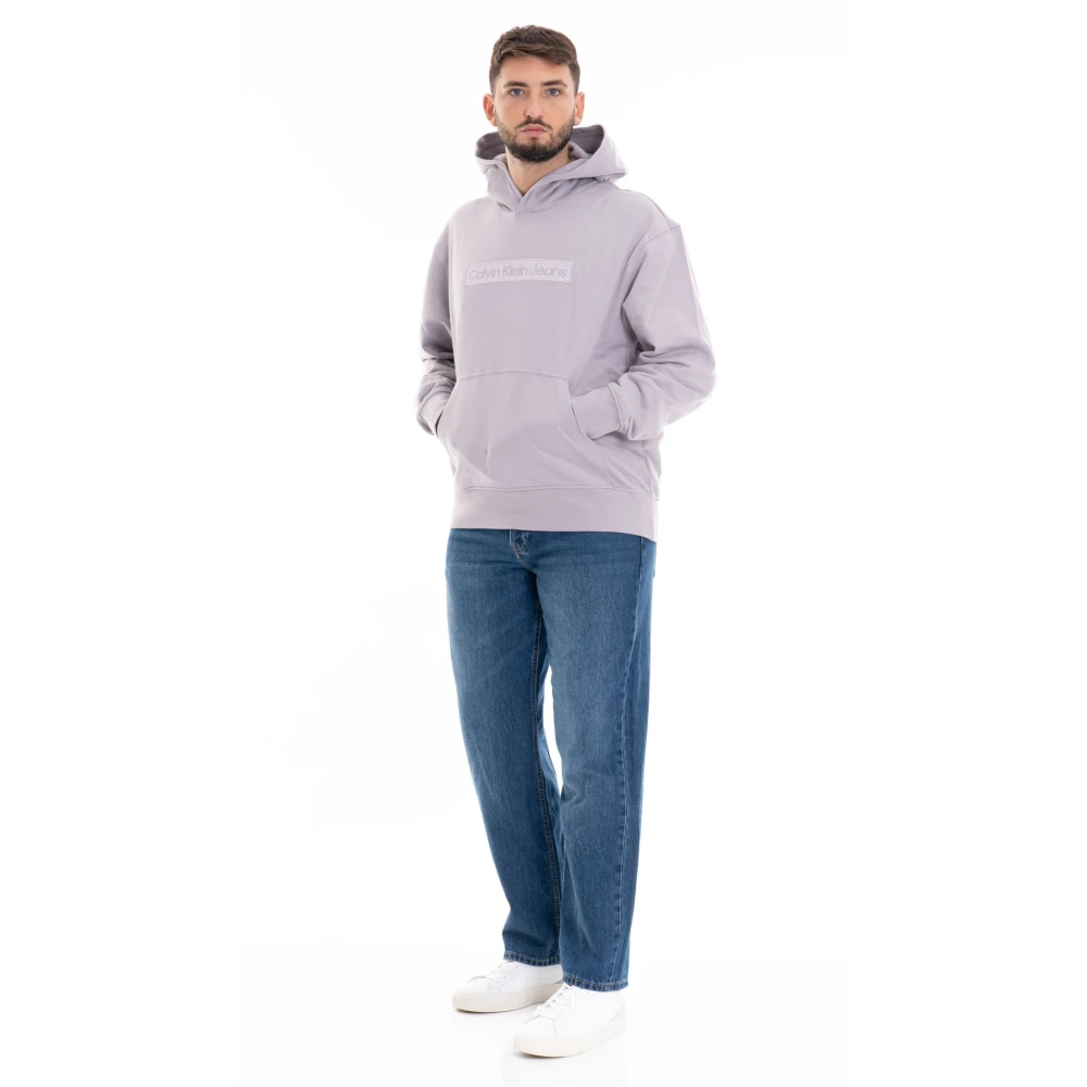 Calvin Klein Jeans Hoodie met borduursel voor mannen Gray Heren