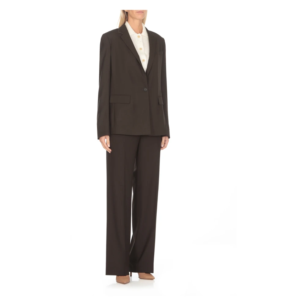 Fabiana Filippi Bruine wollen blazer met piek revers Brown Dames