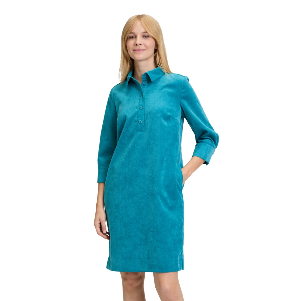 Betty & Co Casual Jurk met Kraag Blue Dames