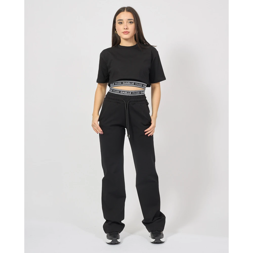 Gaëlle Paris Zwarte broek met elastische taille Black Dames