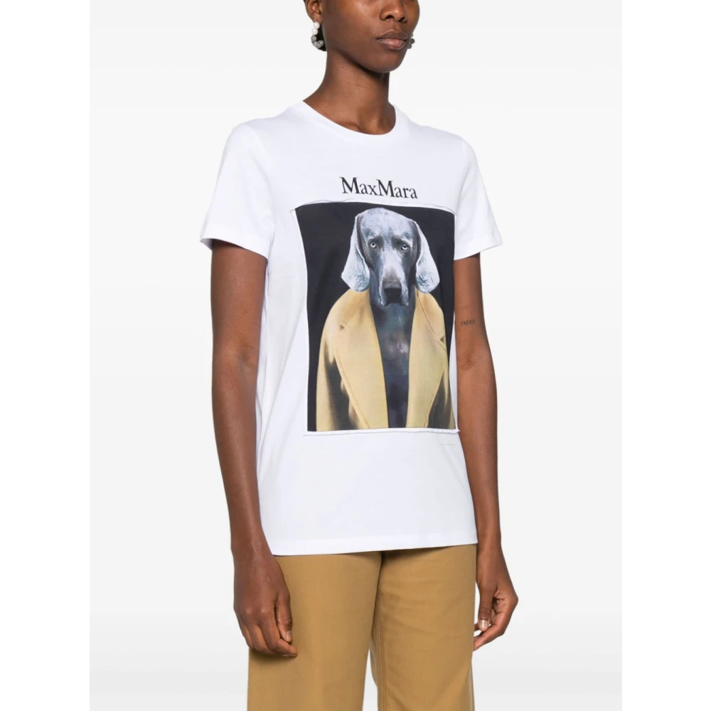Max Mara Hondenafbeelding Katoenen T-shirt Bruin Multicolor Dames