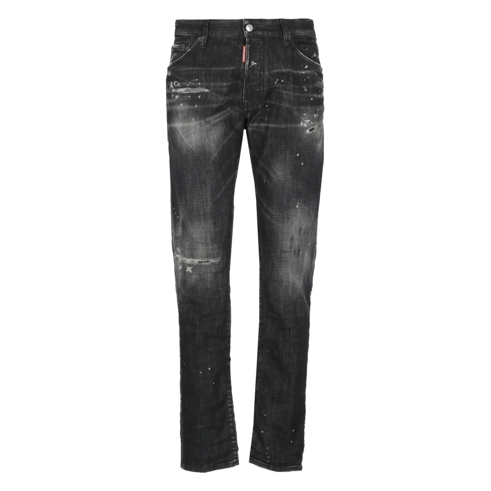 Dsquared2 Zwarte Gescheurde Katoenen Jeans voor Mannen Black Heren