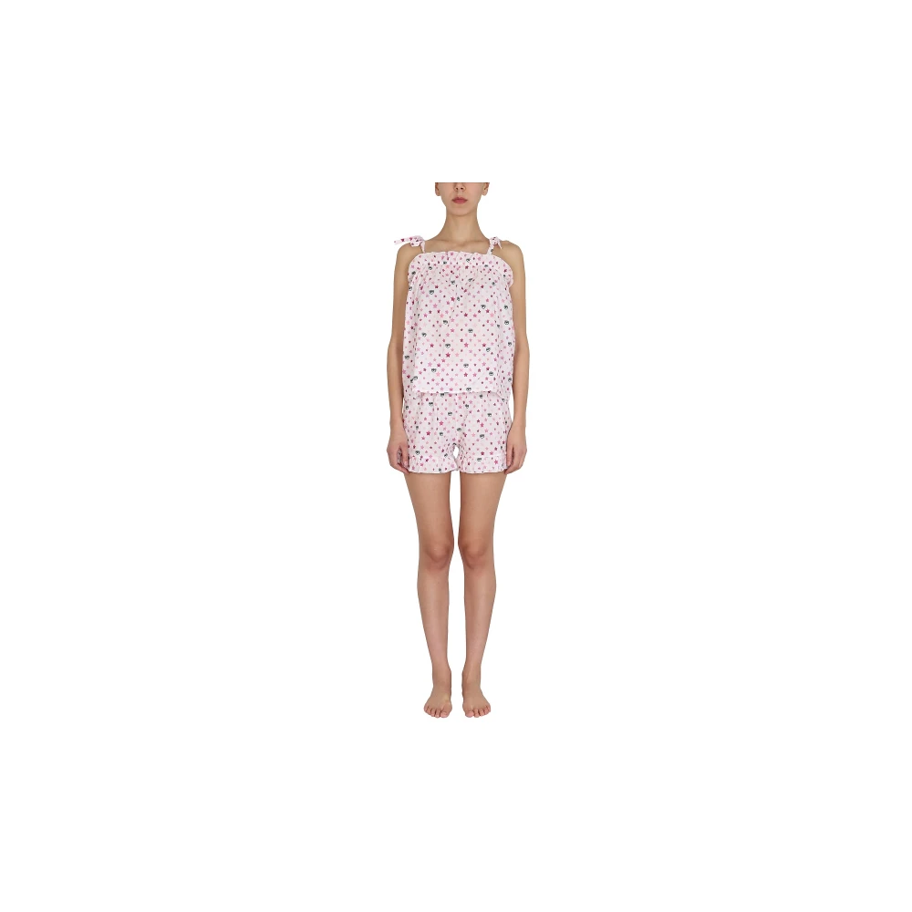 Chiara Ferragni Collection Regenboog All Over Print Pyjama's Pink Dames