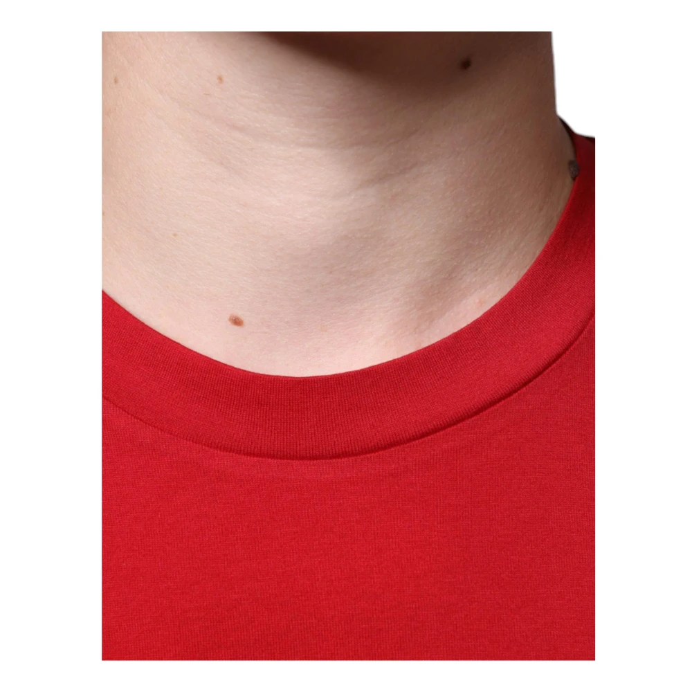 Dolce & Gabbana Rode Katoenen Logo Print T-shirt Red Heren