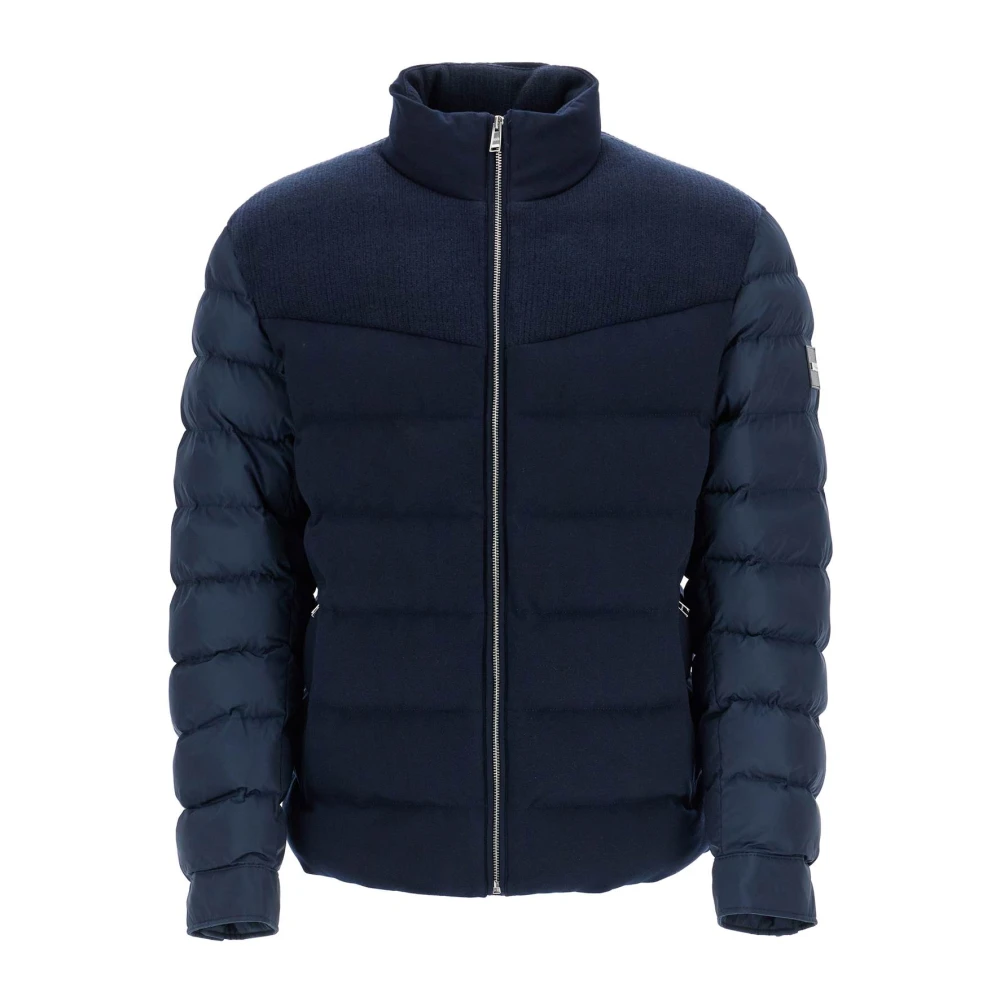 Boss Donker Hoog Kraag Gewatteerde Jas Blue Heren