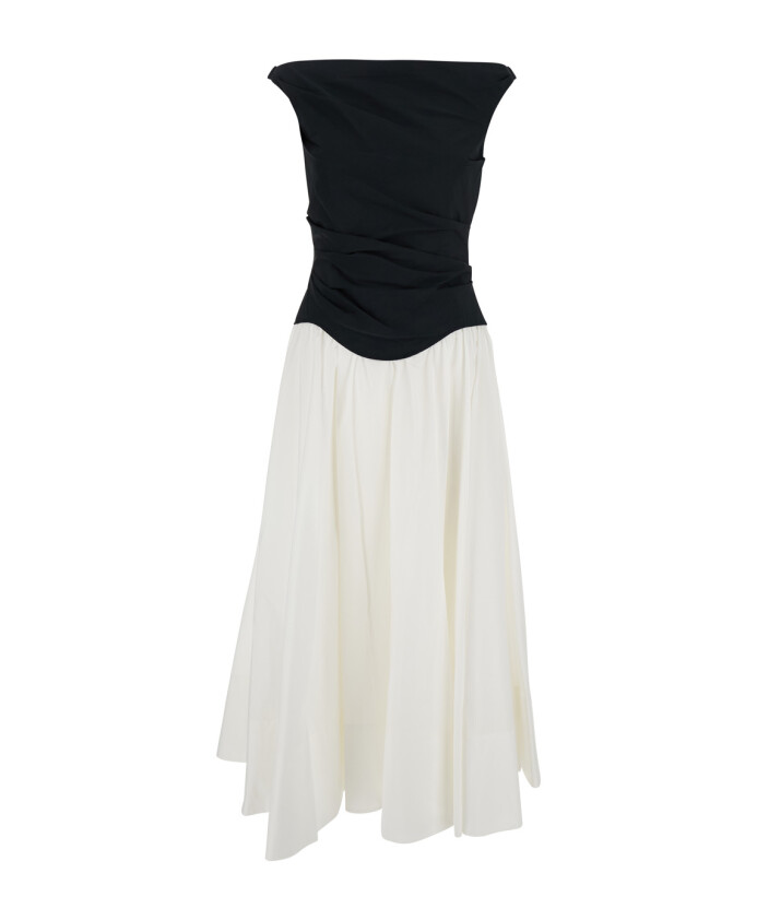 witte-off-shoulder-midi-jurk