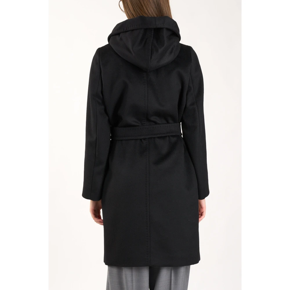 Max Mara Studio Wollen jas met capuchon Newmang stijl Black Dames