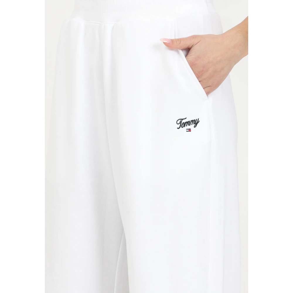 Tommy Jeans Witte katoenen bell bottom sweatpants White Dames
