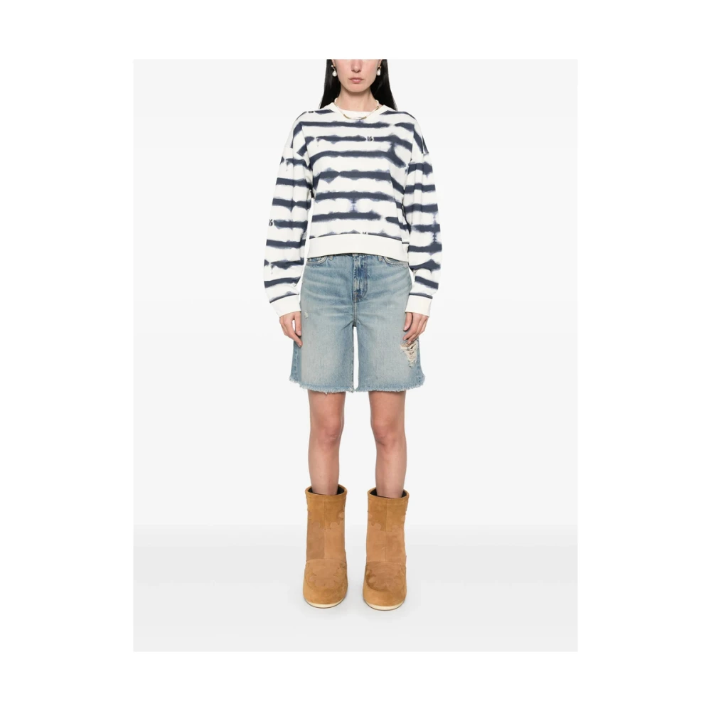 BA&SH Navy Blauw Gestreepte Sweater met Ronde Hals White Dames