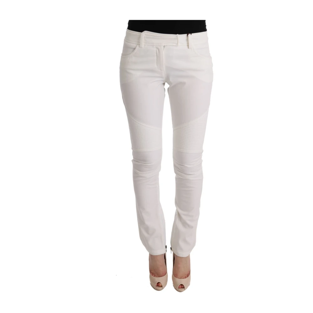 Ermanno Scervino Women's White Slim-Fit Trousers, Xs, Chic Slim Fit Cotton Trousers
