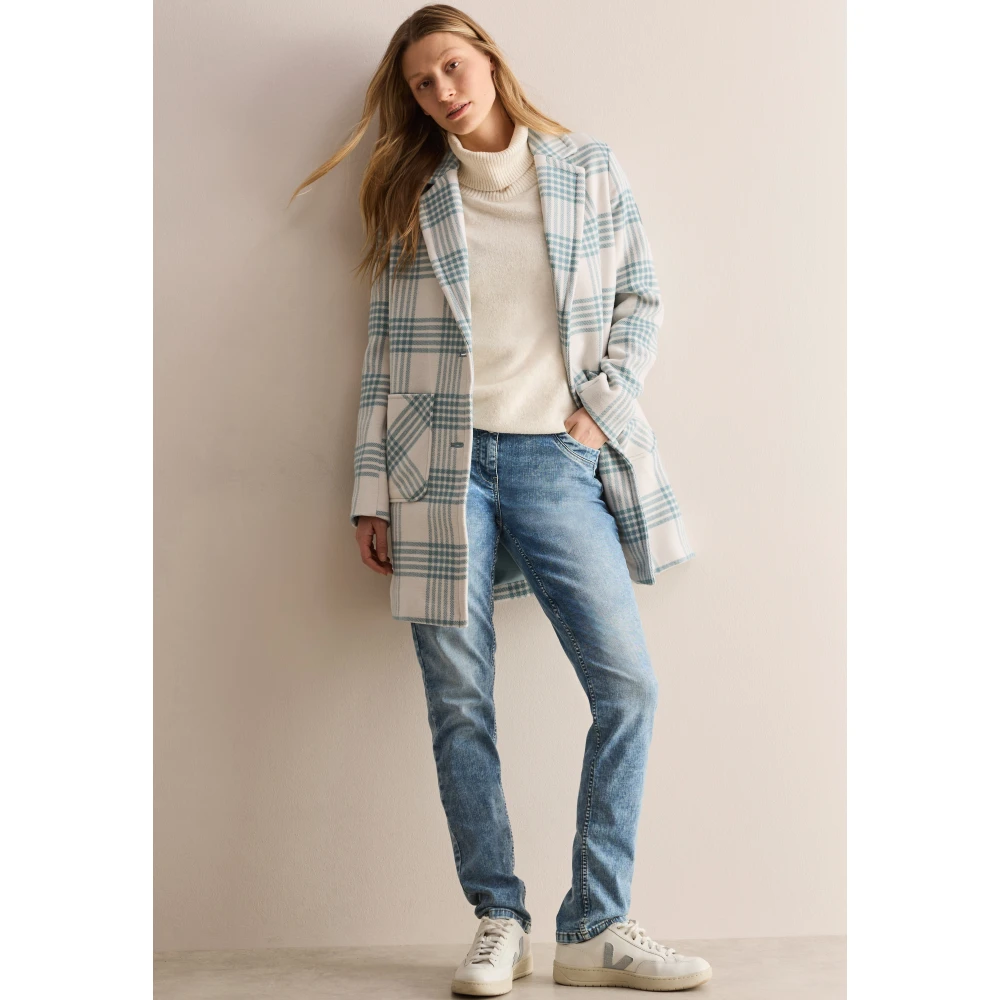 cecil Geruite Jas Stijlvol Comfortabel Vrouwen White Dames
