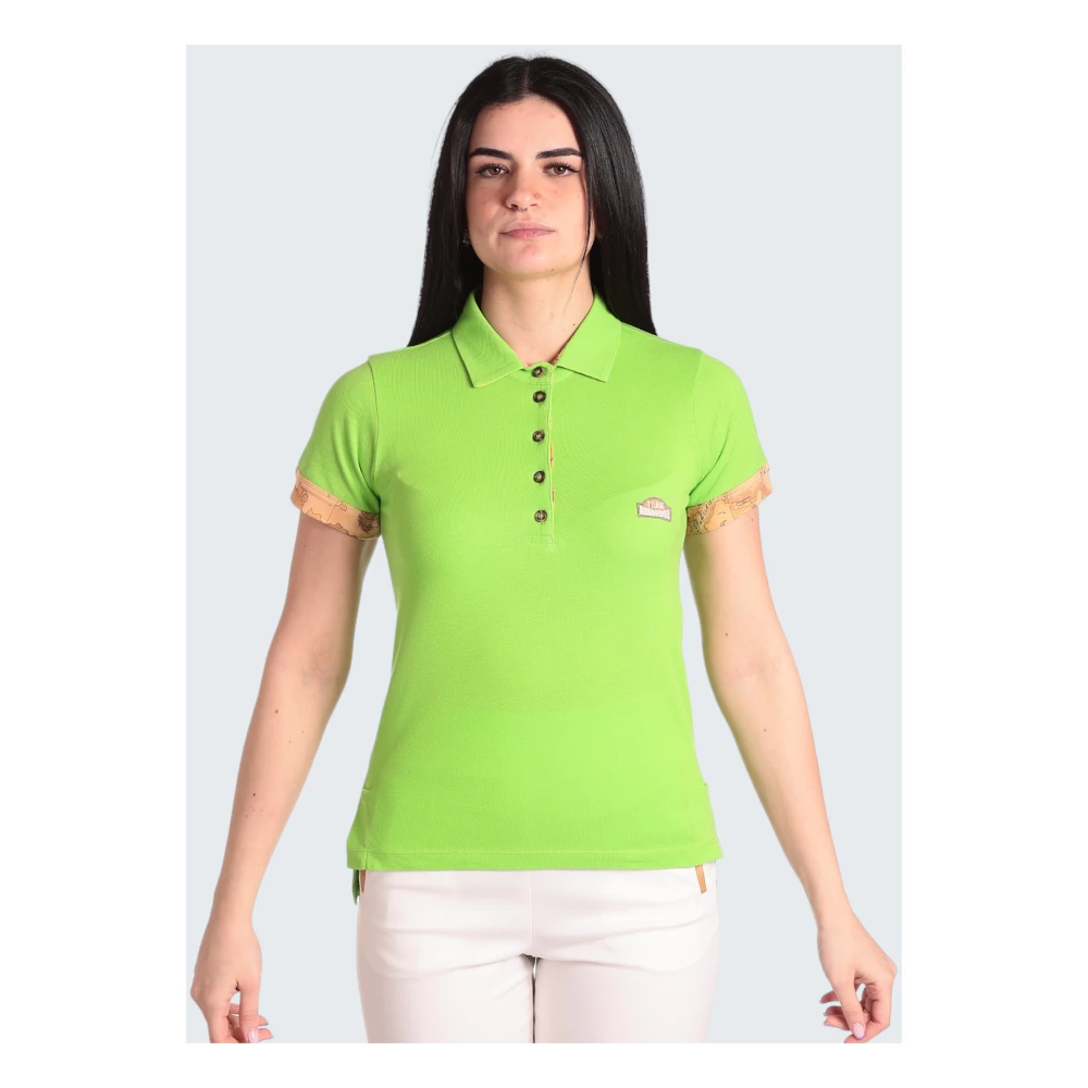 Alviero Martini 1a Classe Geo Classic Polo Shirt Green Dames
