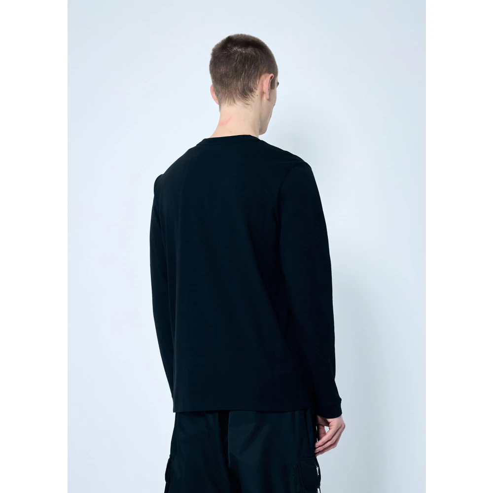 Moncler Katoenen Jersey Logo Print Longsleeve T-shirt Black Heren