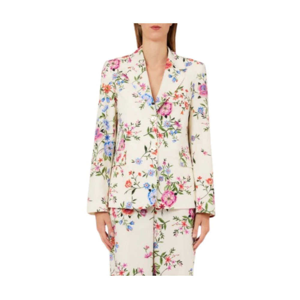 Liu Jo Vrouw Multicolor Jassen Dames, Veelkleurig, Xs, Katoen, Floral Blazer