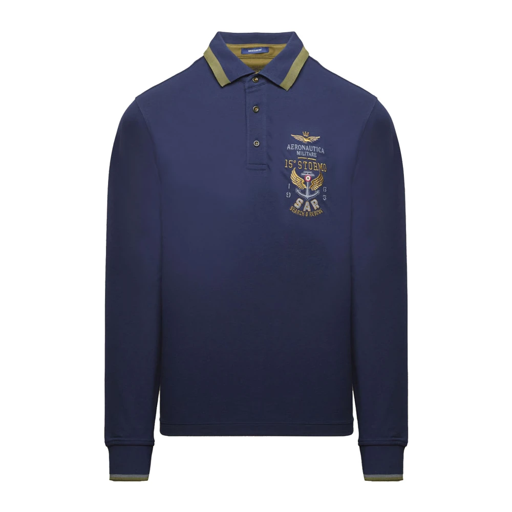 Aeronautica Militare Herren Blau Po1896up00173 Langarm-Polohemd