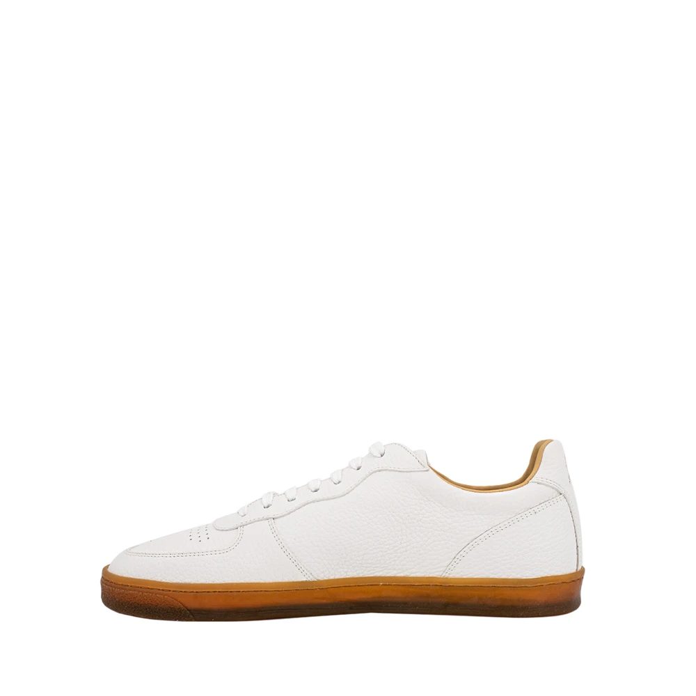 BRUNELLO CUCINELLI Essentiële leren sneakers White Heren