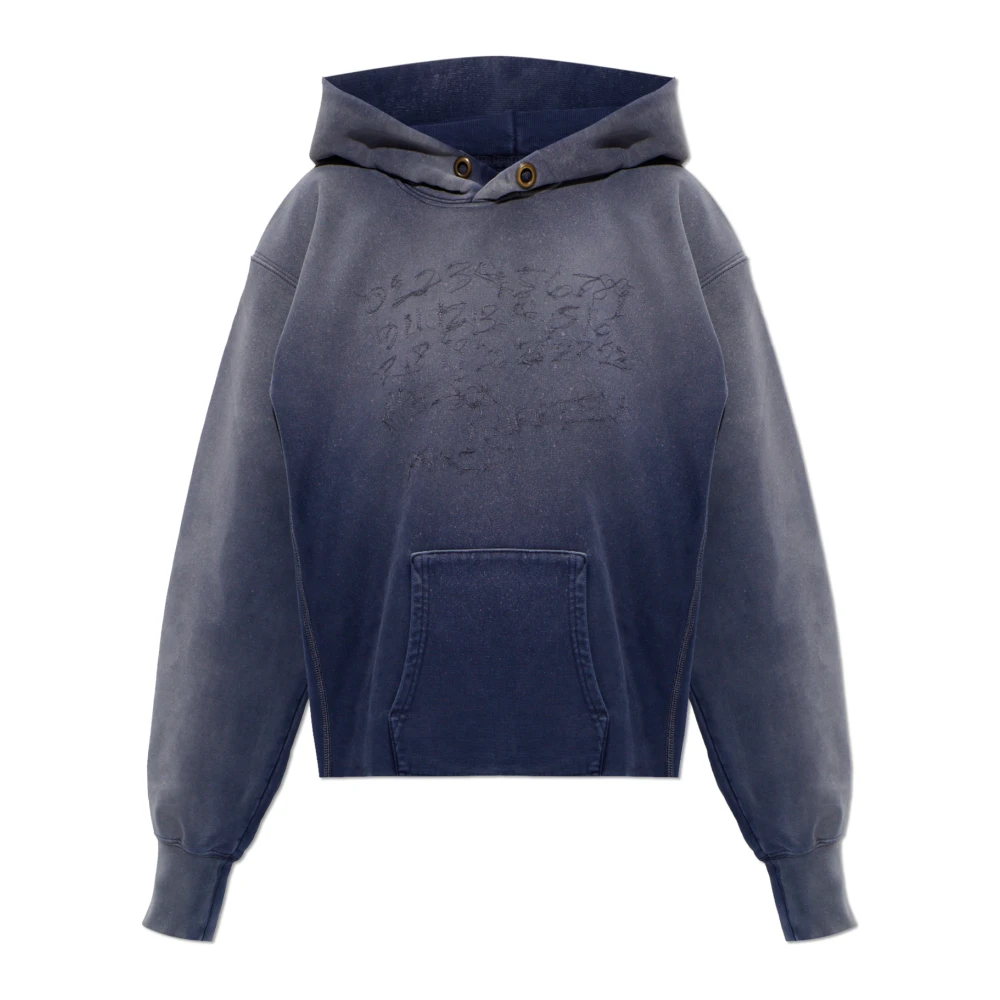 Maison Margiela Women's Blue Embroidered Sweatshirt - Hoodies - M - Sweatshirts & Hoodies