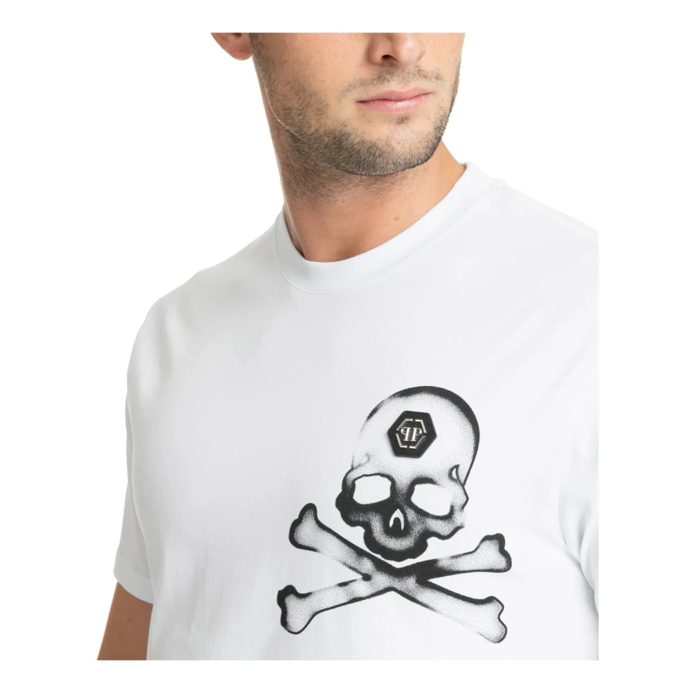 Philipp Plein Gestreept Logo T-shirt White Heren