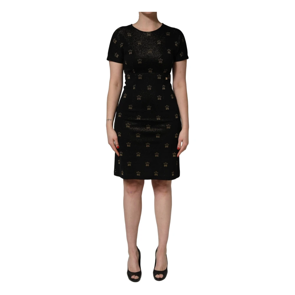 Dolce & Gabbana , Short Dresses, Female, Black, Xs, Short-Sleeve Sheath Dress