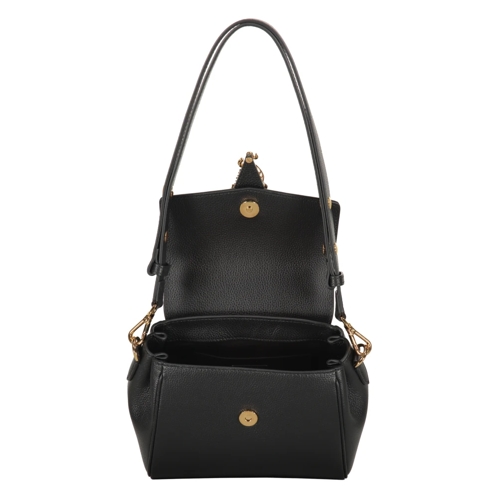 Versace Kalfsleren Crossbody Tas met Klepsluiting Black Dames