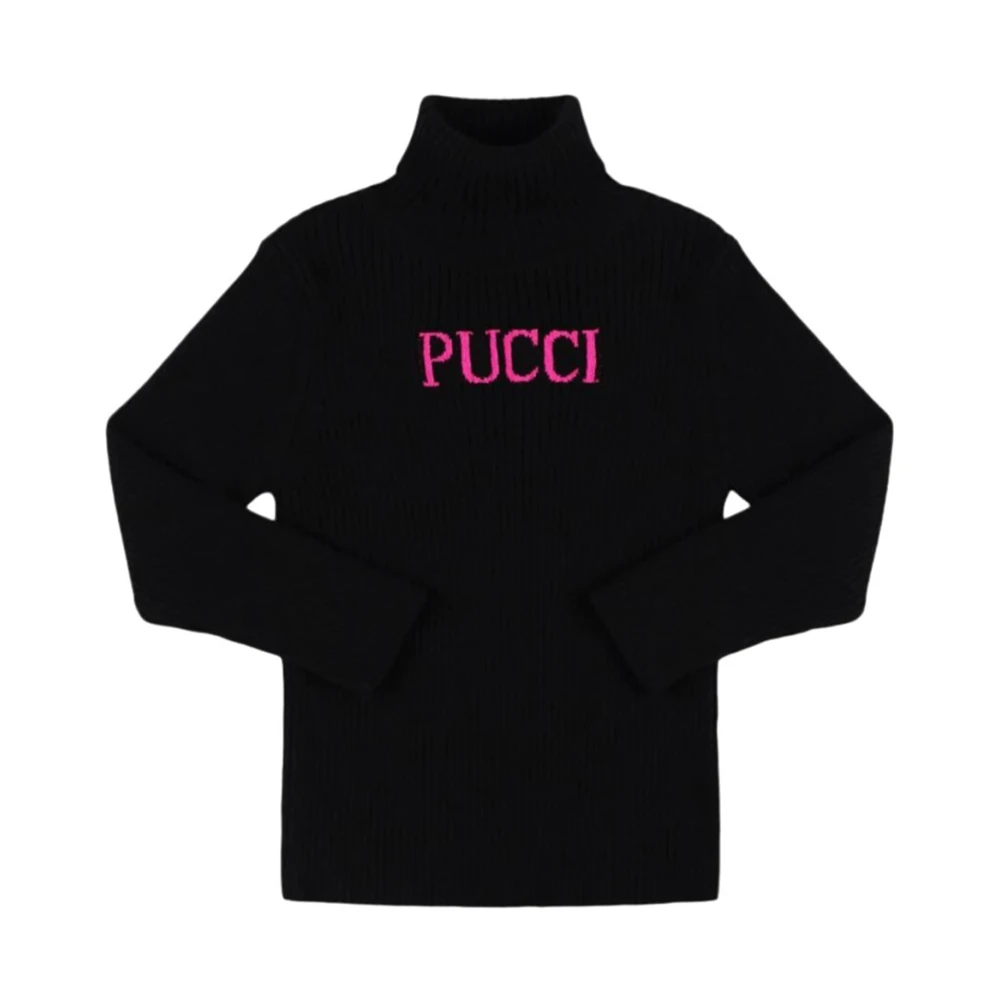 Emilio Pucci Stickad Turtleneck Tröja Black, Flicka