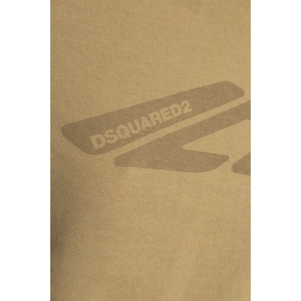 Dsquared2 T-shirt met bedrukt logo Beige Dames