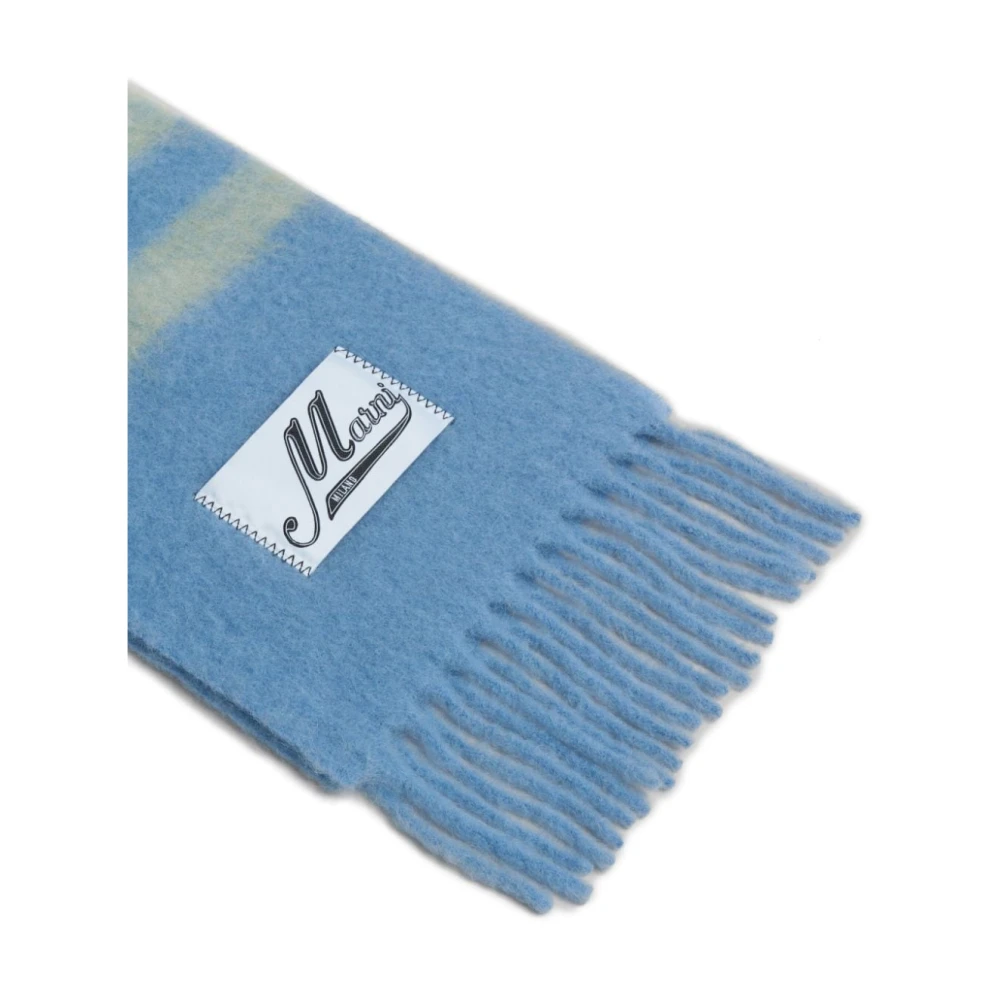 Marni Blauwe Gestreepte Mohair-Wol Sjaal Blue Dames