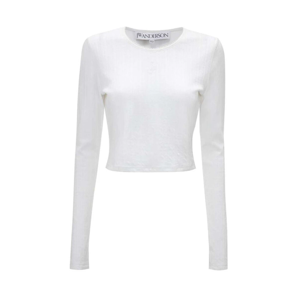 JW Anderson Witte Monogram Jacquard Sweater White Dames