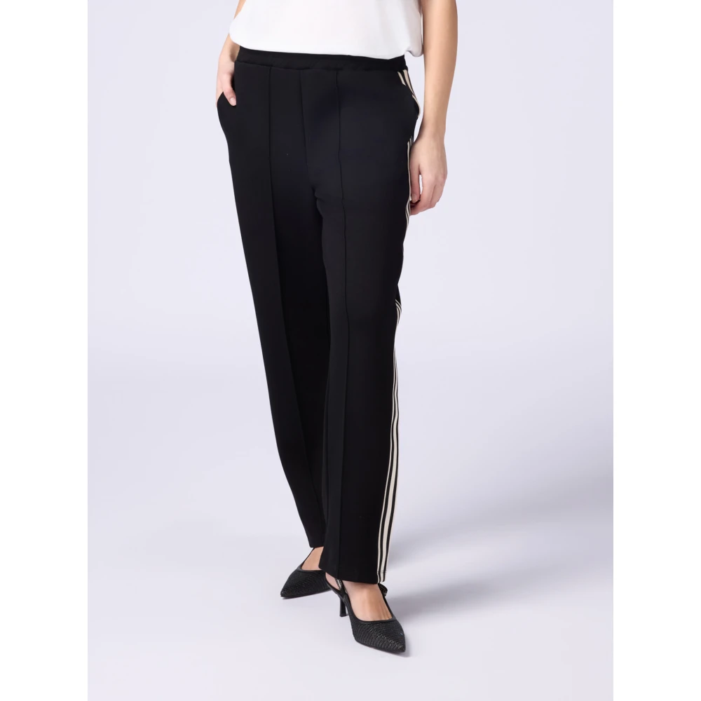 Oltre Joggers soft touch met contrasterende profielen Black Dames