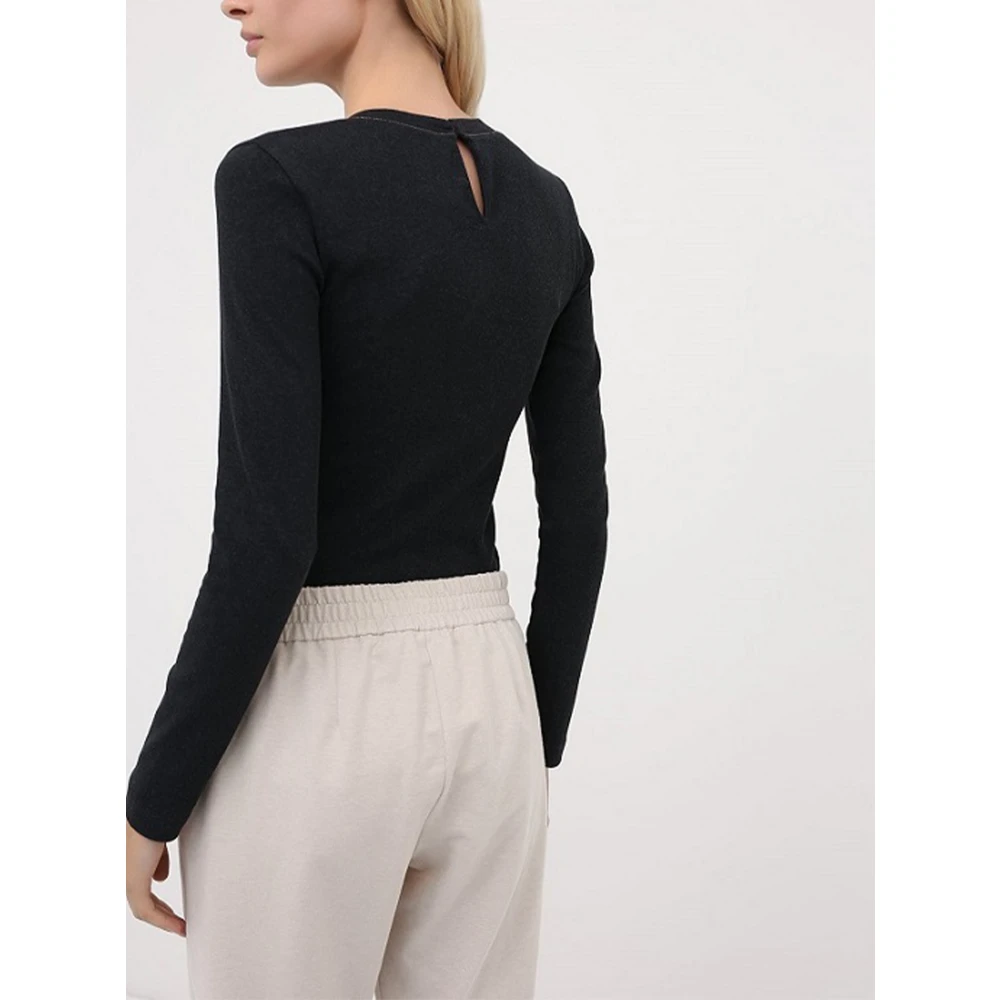 BRUNELLO CUCINELLI Antraciet trui met Monili-kettingen Gray Dames