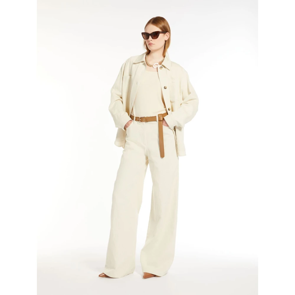 Max Mara Studio Beige Katoen Linnen Overhemd Jas Beige Dames