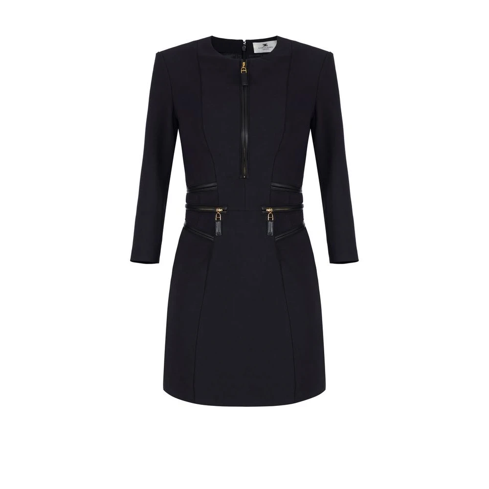 Elisabetta Franchi Black Short Dresses, Female, S, Mini Dress Double Crepe With Zip