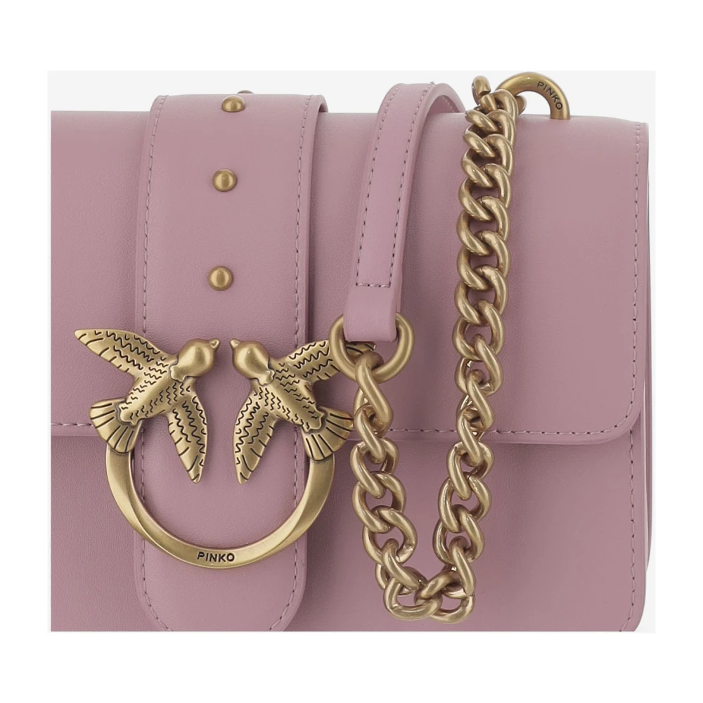 pinko Love Birds Leren Schoudertas Pink Dames