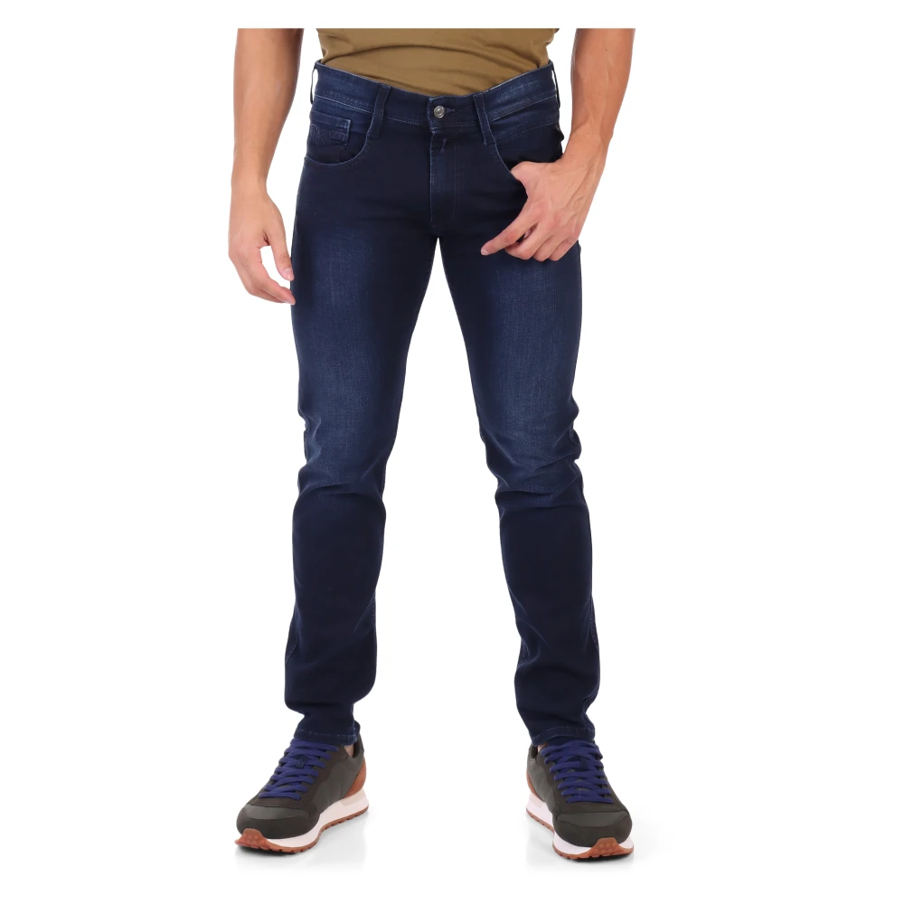 Replay Slim Fit Donkerblauwe Jeans met Vijf Zakken Blue Heren