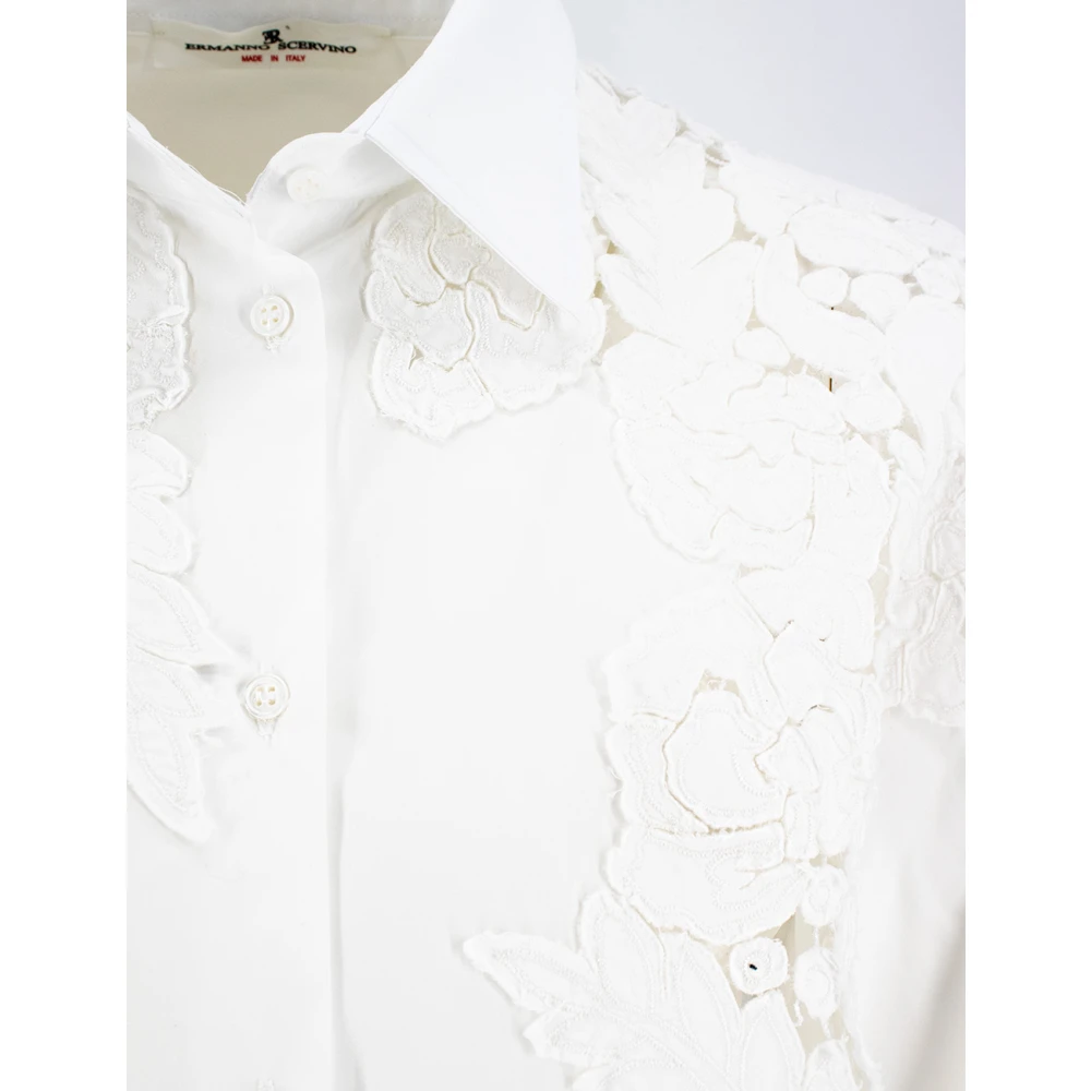 Ermanno Scervino Elegante Bloemenkant Shirt White Dames