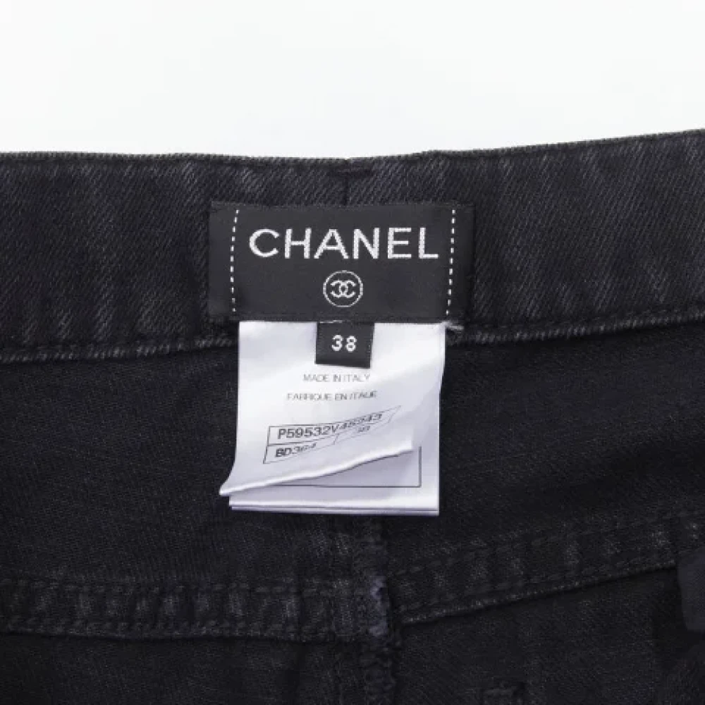 Chanel Vintage Pre-owned Cotton jeans Black Dames